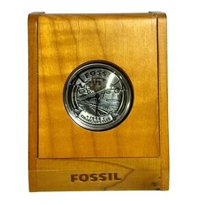 Fossil Limited Edition 1998 Collectors Club 'Steamliner' Pocket Watch-Wood Case